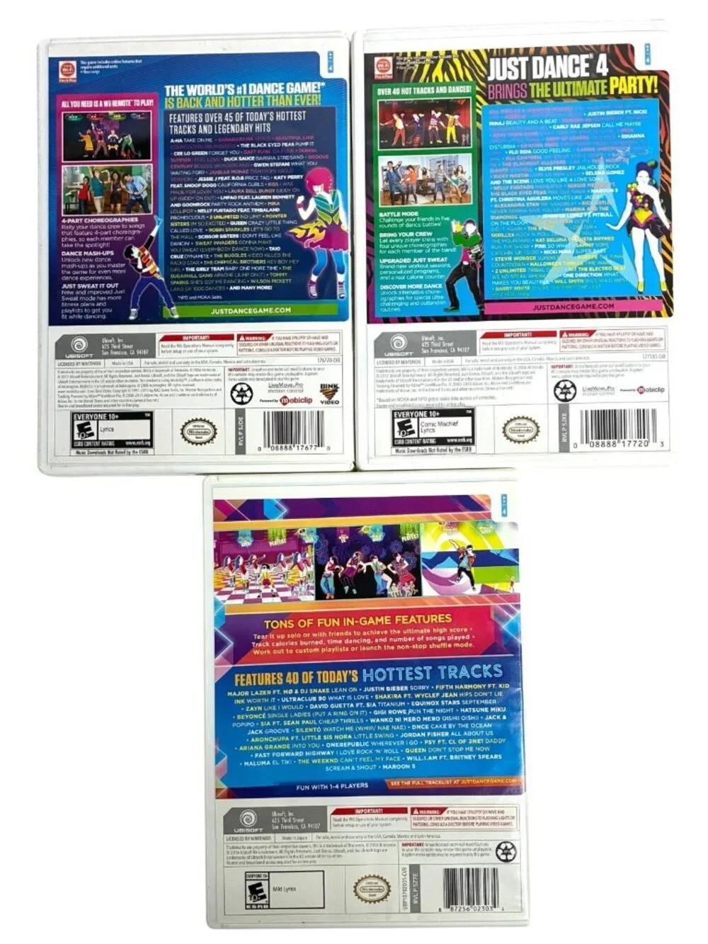 Wii Just Dance 3 Just Dance 4 Just Dance 2017 Nintendo Case Manual Disc Tested